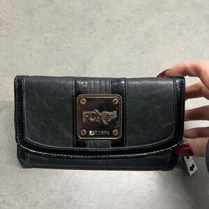 Fox Racing Black Faux Leather Bifold Wallet with Metal Emblem Est. 1974